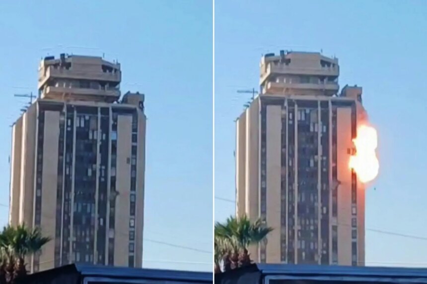 شاهد.. سقوط قنبلة من مسيّرة على مبنى محافظة حلب | أخبار un-news.org