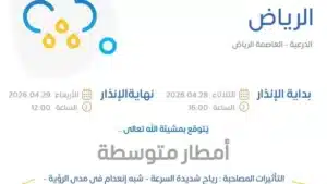 الأرصاد السعودية ترفع تحذيرها إلى برتقالي بسبب الصواعق الرعدية بالرياض #عاجل